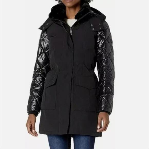 Calvin Klein Anorack Parka Faux Fur Removable Hood Puffer Coat Size L MSRP: $340 - Picture 7 of 12